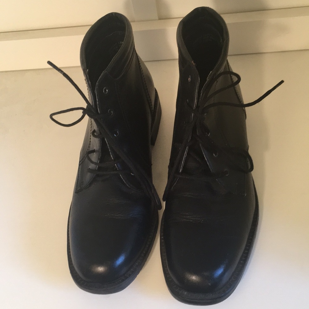 Genuine leather lace up boots